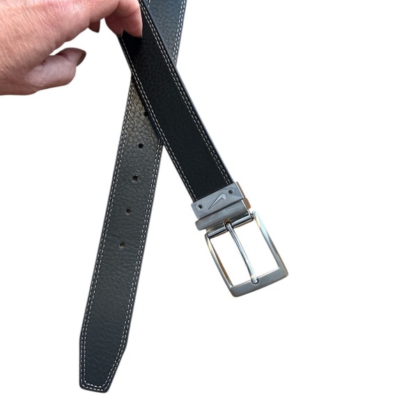 Nike Black And White Double Row Stitch Reversible Golf Belt, Small (34), NWOT - Picture 5 of 7